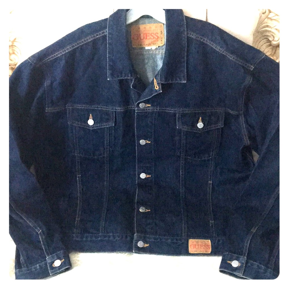 VINTAGE MENS GUESS BLUE DENIM JACKET XXL
